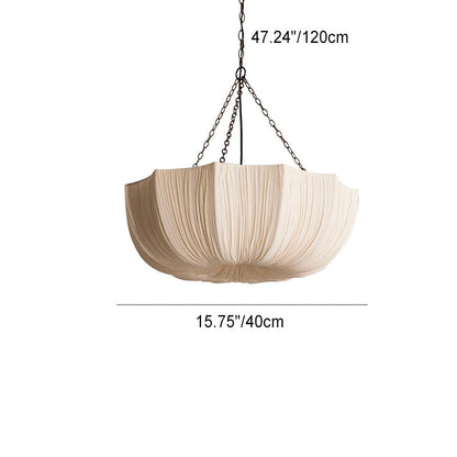 Traditional French Petal Semicircular Fabric Lampshade Iron 3/5 - Light Chandelier For Dining Room
