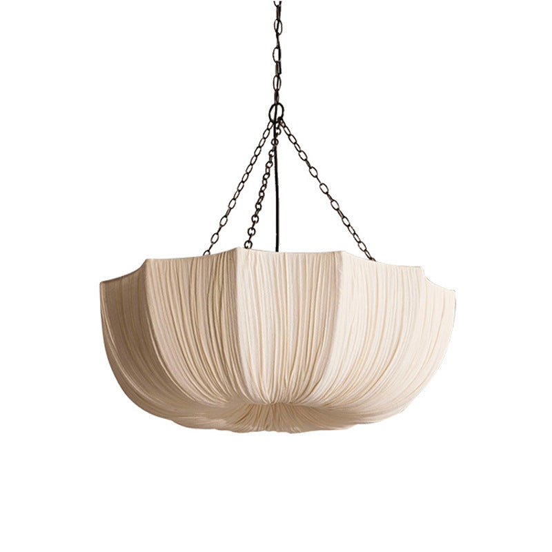 Traditional French Petal Semicircular Fabric Lampshade Iron 3/5 - Light Chandelier For Dining Room