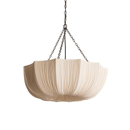 Traditional French Petal Semicircular Fabric Lampshade Iron 3/5 - Light Chandelier For Dining Room