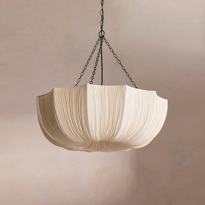 Traditional French Petal Semicircular Fabric Lampshade Iron 3/5 - Light Chandelier For Dining Room