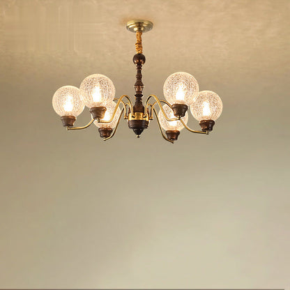 Traditional French Round Balls Ash Copper Glass Lampshade 6/8/10 - Light Chandelier For Dining Room