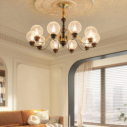 Traditional French Round Balls Ash Copper Glass Lampshade 6/8/10 - Light Chandelier For Dining Room