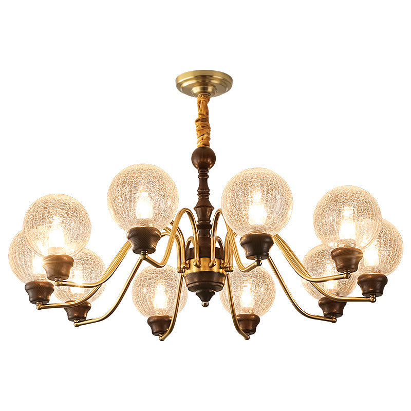 Traditional French Round Balls Ash Copper Glass Lampshade 6/8/10 - Light Chandelier For Dining Room