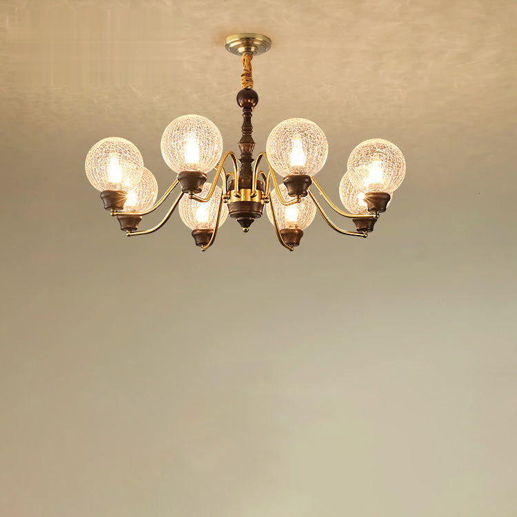 Traditional French Round Balls Ash Copper Glass Lampshade 6/8/10 - Light Chandelier For Dining Room