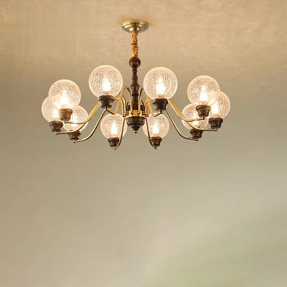 Traditional French Round Balls Ash Copper Glass Lampshade 6/8/10 - Light Chandelier For Dining Room