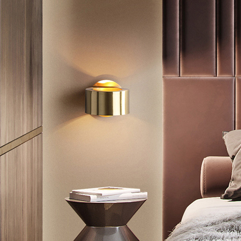 Modern Minimalist Round Rotatable Full Copper Hardware 1 - Light Wall Sconce Lamp For Bedroom