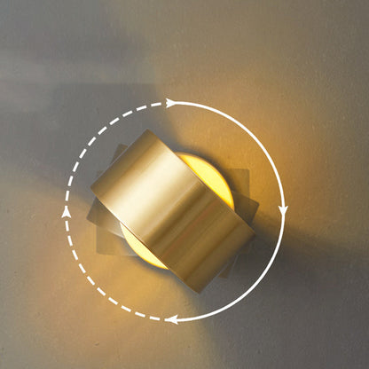 Modern Minimalist Round Rotatable Full Copper Hardware 1 - Light Wall Sconce Lamp For Bedroom
