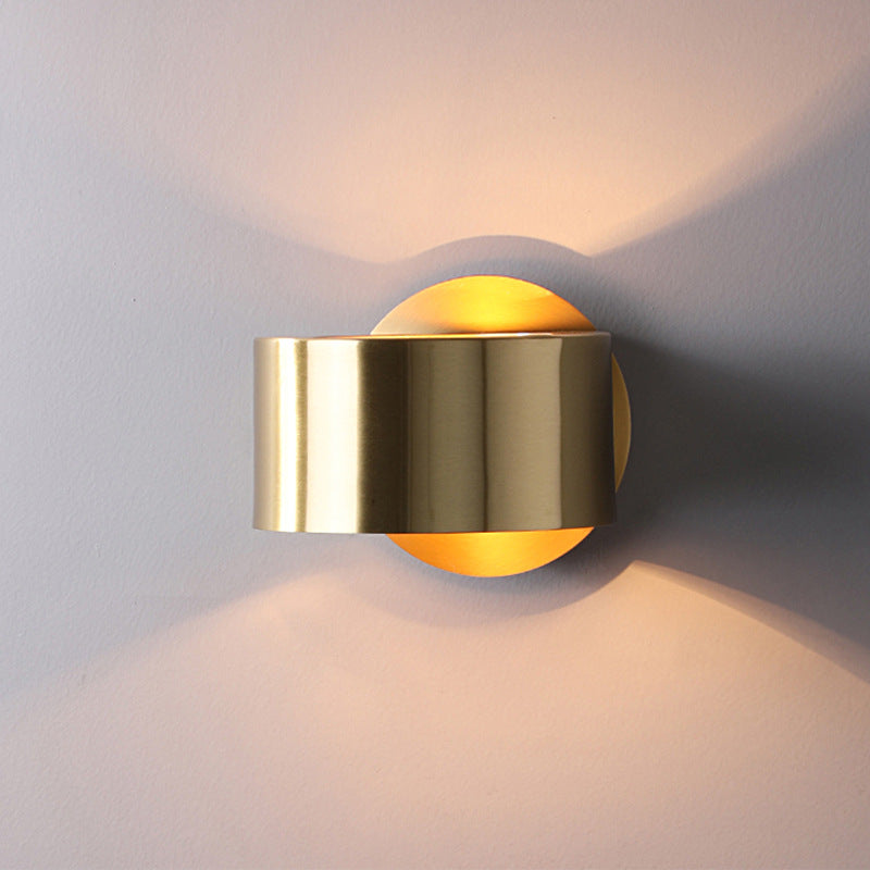 Modern Minimalist Round Rotatable Full Copper Hardware 1 - Light Wall Sconce Lamp For Bedroom