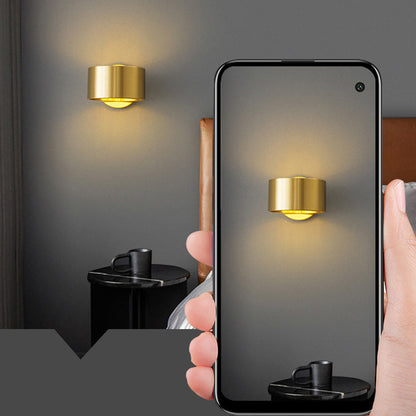 Modern Minimalist Round Rotatable Full Copper Hardware 1 - Light Wall Sconce Lamp For Bedroom