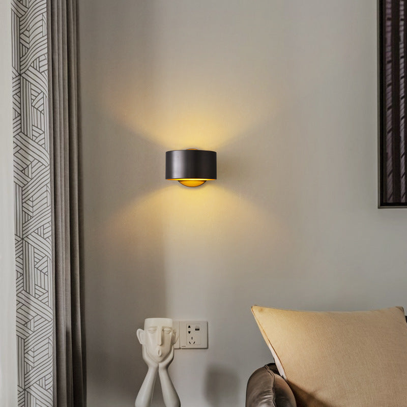 Modern Minimalist Round Rotatable Full Copper Hardware 1 - Light Wall Sconce Lamp For Bedroom