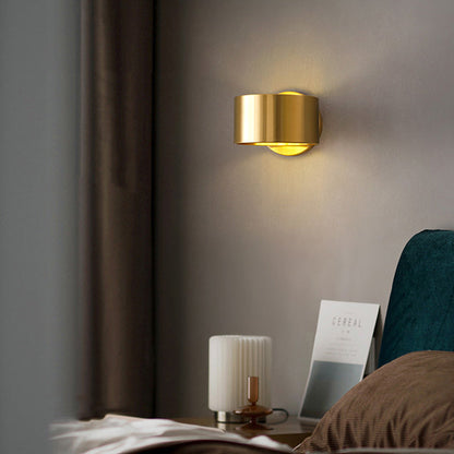 Modern Minimalist Round Rotatable Full Copper Hardware 1 - Light Wall Sconce Lamp For Bedroom