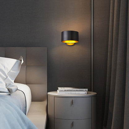 Modern Minimalist Round Rotatable Full Copper Hardware 1 - Light Wall Sconce Lamp For Bedroom
