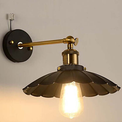 Contemporary Industrial Umbrella Shape Iron Lampshade Hardware Glass 1 - Light Wall Sconce Lamp For Dining Room