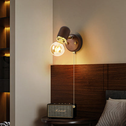 Traditional Japanese Solid Wood Base Glass Lampshade Hardware 1 - Light Wall Sconce Lamp For Bedroom