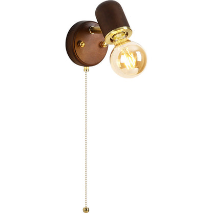 Traditional Japanese Solid Wood Base Glass Lampshade Hardware 1 - Light Wall Sconce Lamp For Bedroom