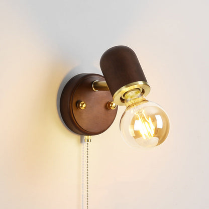 Traditional Japanese Solid Wood Base Glass Lampshade Hardware 1 - Light Wall Sconce Lamp For Bedroom