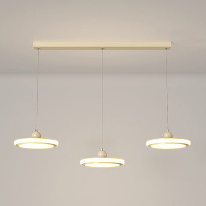 Contemporary Nordic Round Acrylic Lampshade Iron LED Chandelier For Dining Room