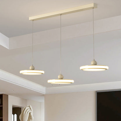 Contemporary Nordic Round Acrylic Lampshade Iron LED Chandelier For Dining Room