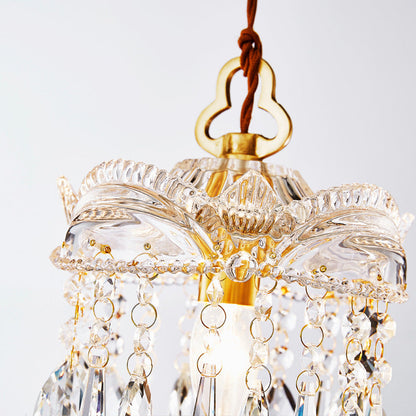 Traditional French Transparent Crystal Glass Lampshade Copper 1 - Light Pendant Light For Living Room