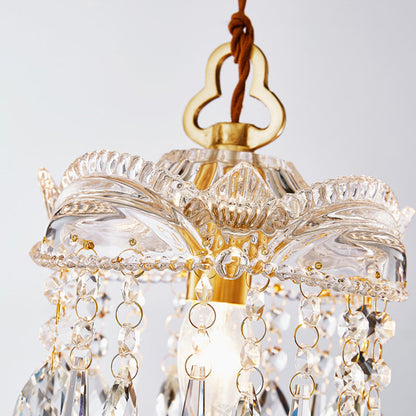 Traditional French Transparent Crystal Glass Lampshade Copper 1 - Light Pendant Light For Living Room