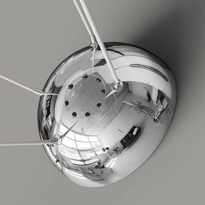 Contemporary Nordic Cream Flower Round Ball Aluminum PC Hardware LED Chandelier For Living Room