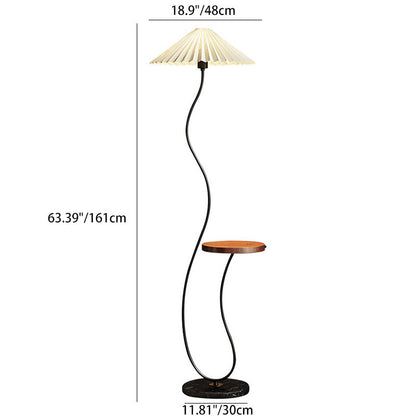 Contemporary Nordic Umbrella Fabric Lampshade Marble Base Iron 1 - Light Standing Floor Lamp For Living Room