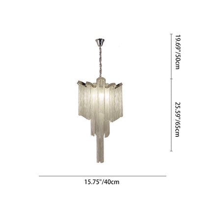 Modern Art Deco Dome Aluminum Chain Iron 4 - Light Chandelier For Living Room