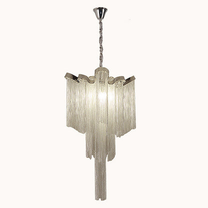 Modern Art Deco Dome Aluminum Chain Iron 4 - Light Chandelier For Living Room