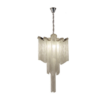 Modern Art Deco Dome Aluminum Chain Iron 4 - Light Chandelier For Living Room