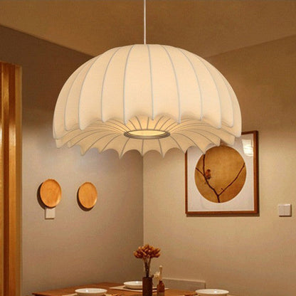Traditional Japanese Umbrella Shape Artificial Silk Lampshade Iron 1 - Light Chandelier For Dining Room