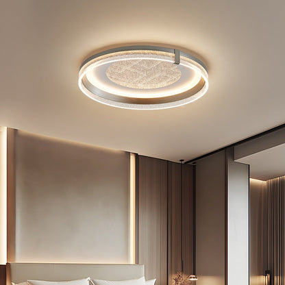 Contemporary Luxury Round Acrylic Iron Aluminum LED Flush Mount Ceiling Light For Bedroom