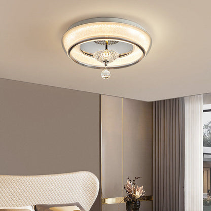 Contemporary Nordic Round Acrylic Lampshade Crystal Hardware LED Flush Mount Ceiling Light For Bedroom