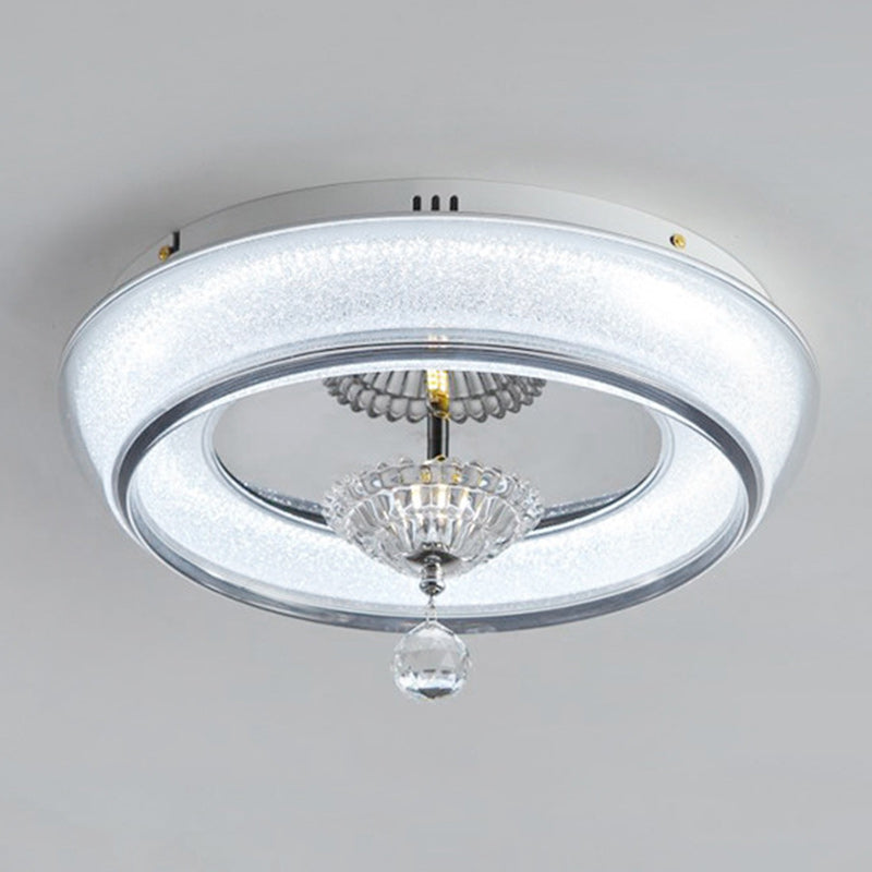 Contemporary Nordic Round Acrylic Lampshade Crystal Hardware LED Flush Mount Ceiling Light For Bedroom