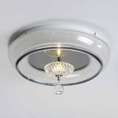 Contemporary Nordic Round Acrylic Lampshade Crystal Hardware LED Flush Mount Ceiling Light For Bedroom