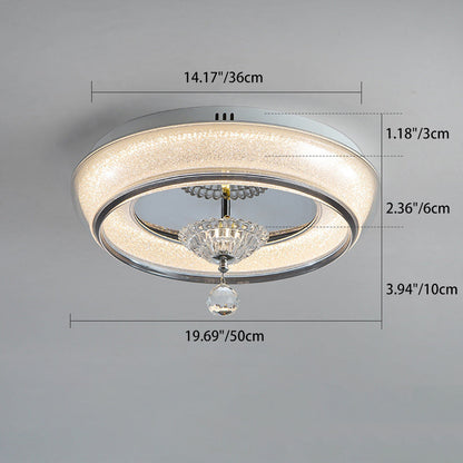 Contemporary Nordic Round Acrylic Lampshade Crystal Hardware LED Flush Mount Ceiling Light For Bedroom