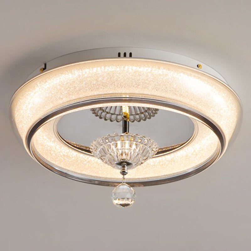 Contemporary Nordic Round Acrylic Lampshade Crystal Hardware LED Flush Mount Ceiling Light For Bedroom