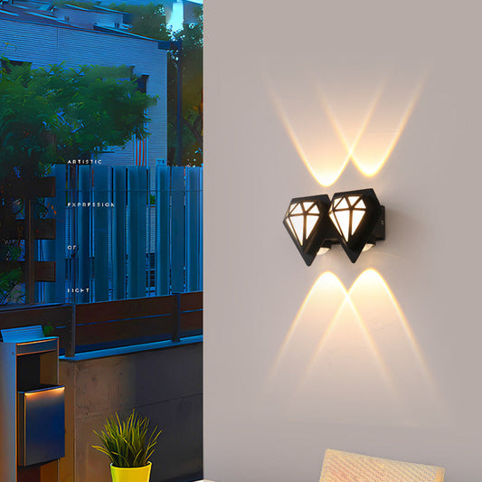 Contemporary Creative Waterproof Aluminum Diamond Shape LED Wall Sconce Lamp For Outdoor Patio