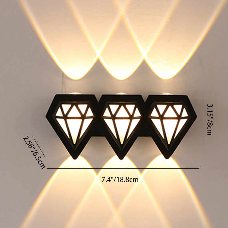 مصباح حائط LED على شكل ماسي من الألومنيوم المقاوم للماء بتصميم إبداعي معاصر للفناء الخارجي 