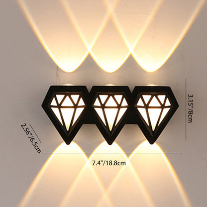 مصباح حائط LED على شكل ماسي من الألومنيوم المقاوم للماء بتصميم إبداعي معاصر للفناء الخارجي 