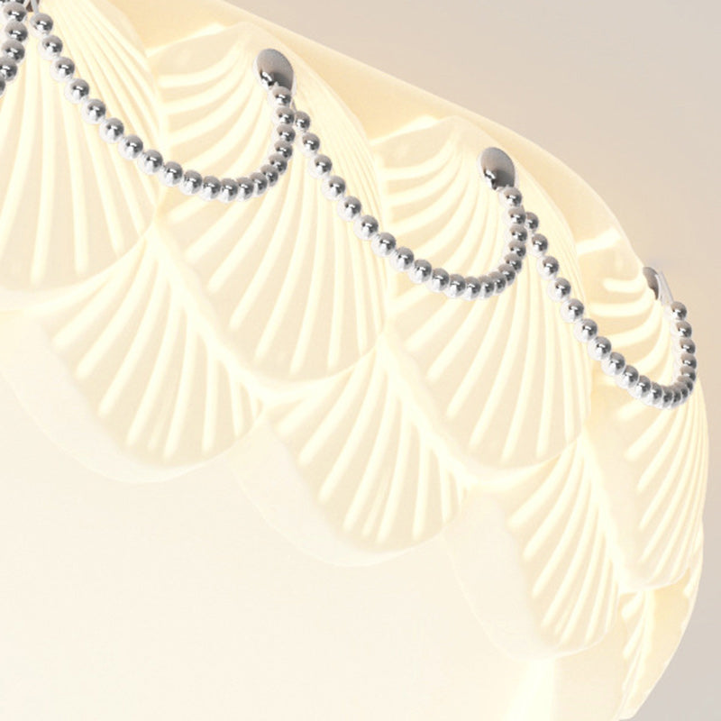 Contemporary Nordic Dome Cream Round Rotational Molding Hardware Acrylic LED Chandeliers For Living Room