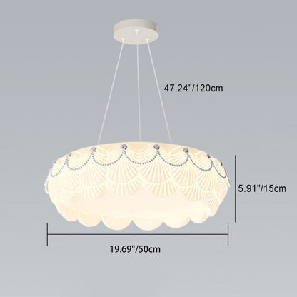 Contemporary Nordic Dome Cream Round Rotational Molding Hardware Acrylic LED Chandeliers For Living Room