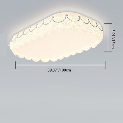 مصباح سقف LED معاصر من الأكريليك بتصميم دائري مستطيل الشكل بلون كريمي، مثبت في السقف لغرفة المعيشة 