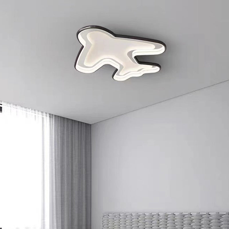 Contemporary Creative PC Aluminum Hardware Airplane LED Flush Mount Ceiling Light For Bedroom