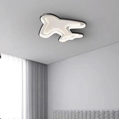 Contemporary Creative PC Aluminum Hardware Airplane LED Flush Mount Ceiling Light For Bedroom