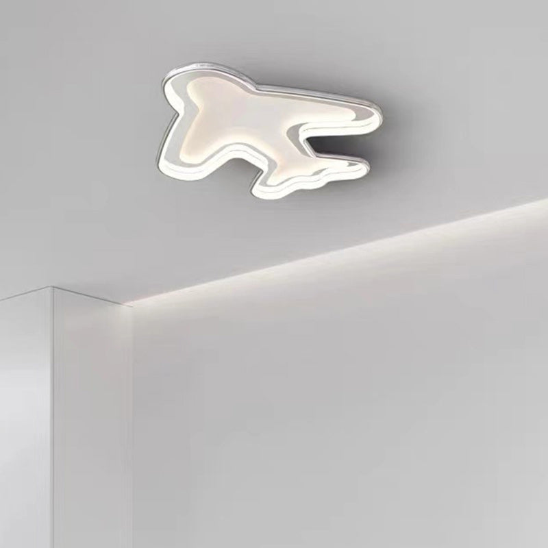 Contemporary Creative PC Aluminum Hardware Airplane LED Flush Mount Ceiling Light For Bedroom