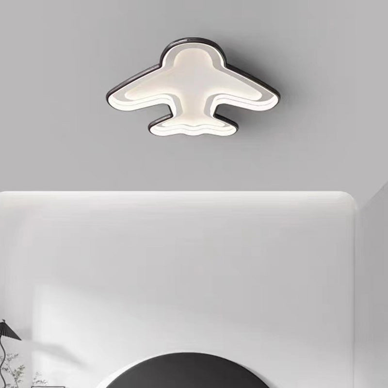 Contemporary Creative PC Aluminum Hardware Airplane LED Flush Mount Ceiling Light For Bedroom