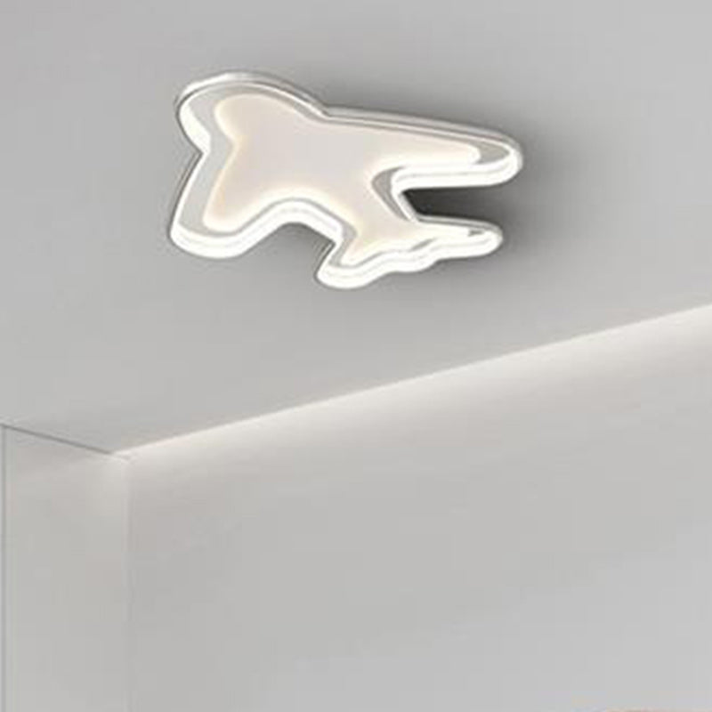 Contemporary Creative PC Aluminum Hardware Airplane LED Flush Mount Ceiling Light For Bedroom