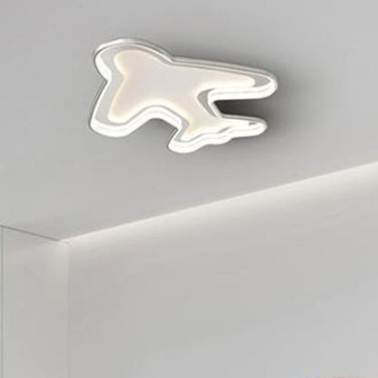 Contemporary Creative PC Aluminum Hardware Airplane LED Flush Mount Ceiling Light For Bedroom