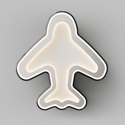 Contemporary Creative PC Aluminum Hardware Airplane LED Flush Mount Ceiling Light For Bedroom