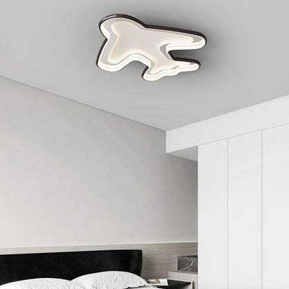 Contemporary Creative PC Aluminum Hardware Airplane LED Flush Mount Ceiling Light For Bedroom